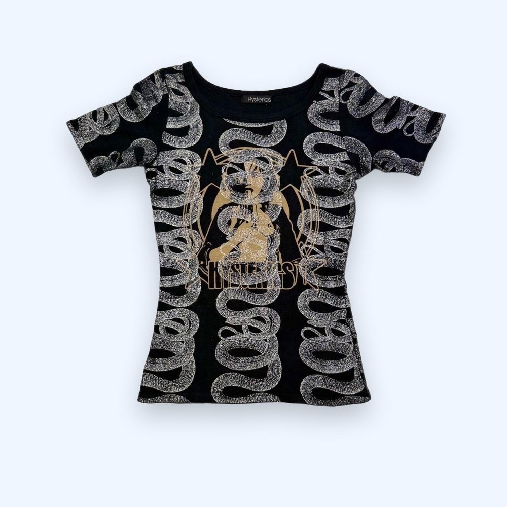 Vintage Hysterics Hysteric Glamour Snake Metallic Baby Tee 30T-3930 Black XS-S